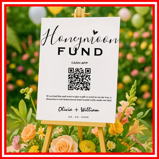 Poster Fundo de Lua de Mel QR Moderno Desejo de Casamento (Criador carregado)