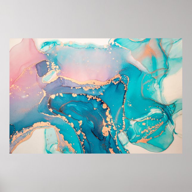 Poster fundo de pintura de abstrato fluido em álcool (Frente)