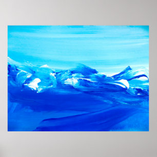 Poster fundo de pintura de arte azul abstrato. Arte moder