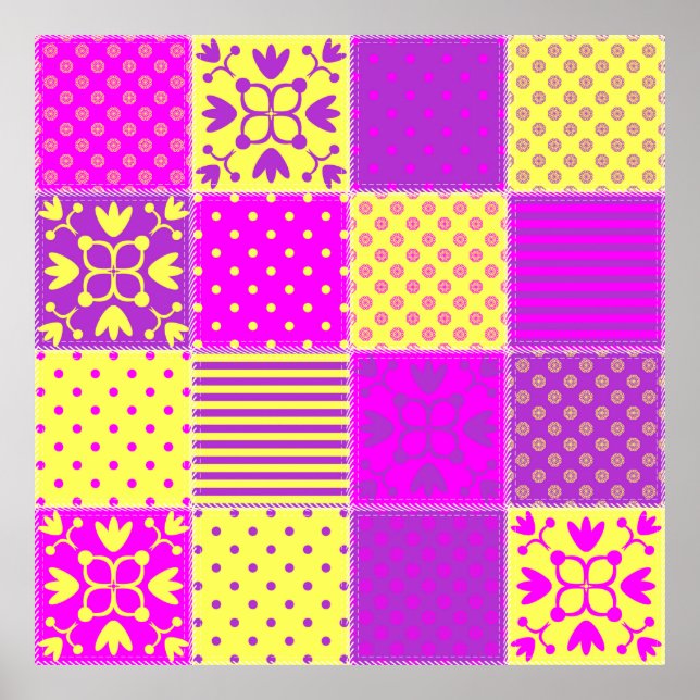 Poster fundo de retalhamento com diferentes padrões art,b (Frente)