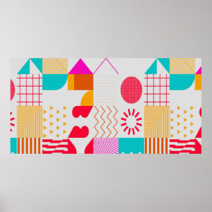 Poster Fundo de tendências com formas simples. Geo color
