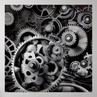 Poster Fundo de Ursos Steampunk Surreal