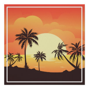 Póster Fundo de Verão com Palmeiras-32134