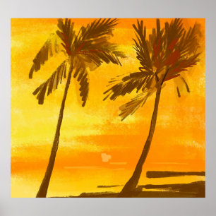 Poster Fundo de Verão das Palmeiras Tropicais