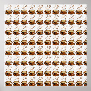Poster Fundo de Xícaras de Café