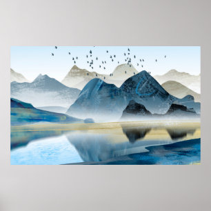 Poster fundo decorativo de abstrato. Montanhas e