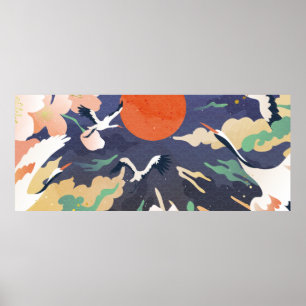 Poster Fundo do estilo oriental do ouro de luxo. Chinês e