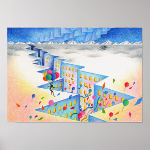 Poster Fundo do gelo. Cidade de crevasses.
