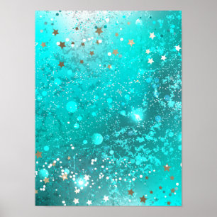 Poster Fundo do Mint Turquoise Foil