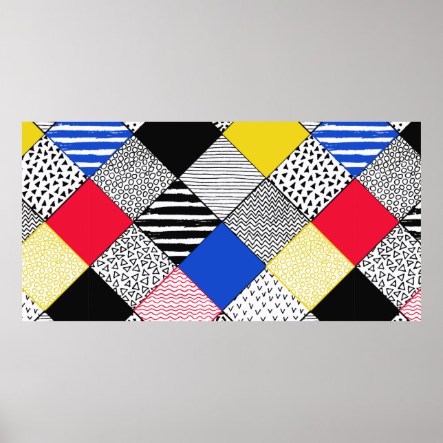 Poster Fundo do Patchwork Desenhado À Mão. Textura infant (Frente)