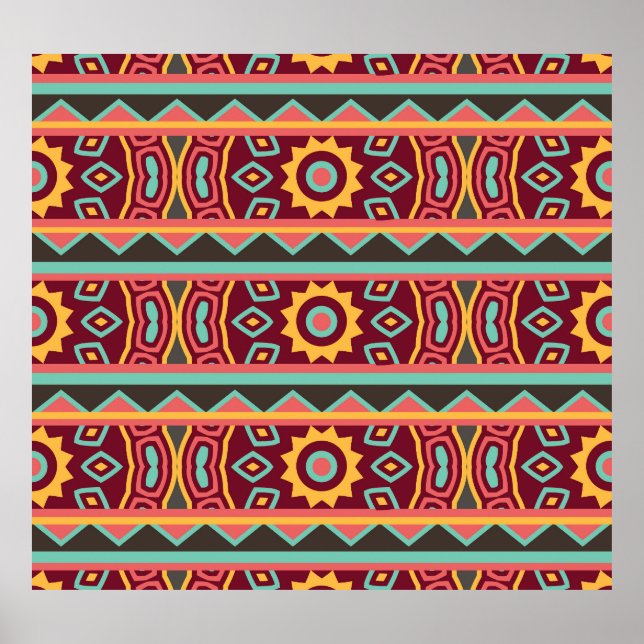 Poster Fundo Escuro: Étnico Aztec Sem Costura (Frente)