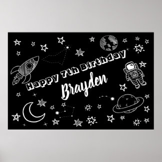 Poster Fundo Espacial Espaço Fora do sinal de festa do mu