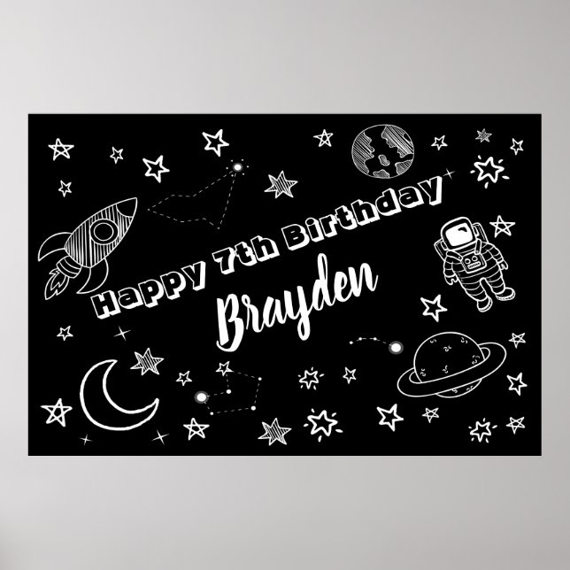 Poster Fundo Espacial Fora do mundo festa sinal (Frente)