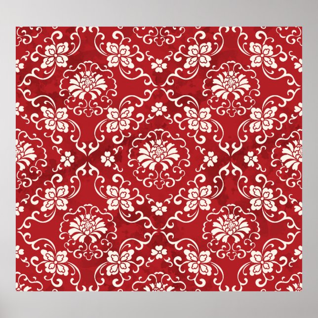 Poster Fundo espiral chinês vermelho. (Frente)