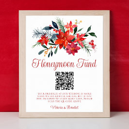 Poster Fundo Floral de Lua de Honra de Casamento de Natal