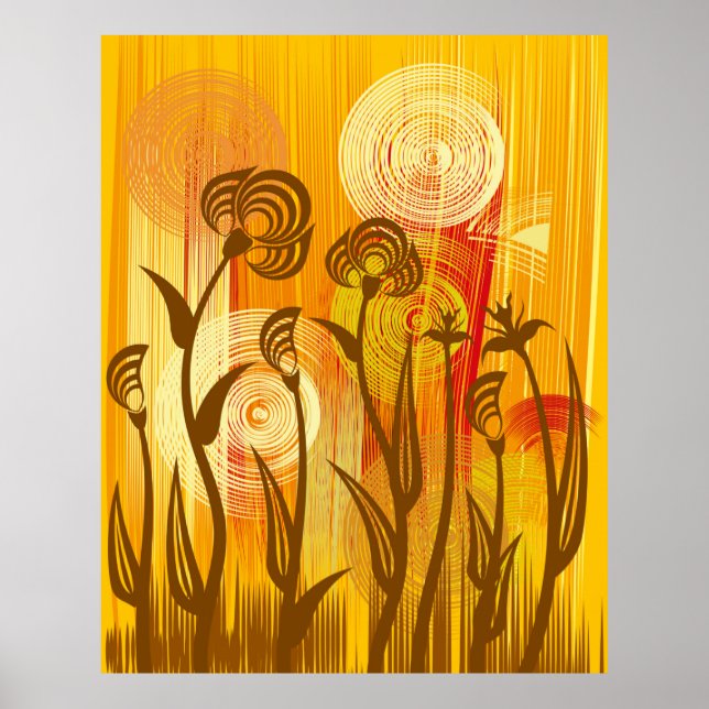 Poster Fundo floral laranja (Frente)