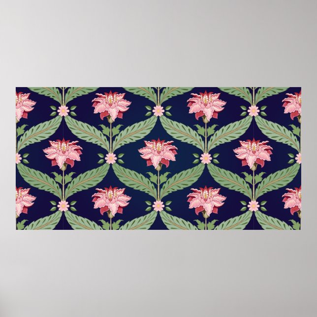 Poster Fundo floral sem costura. Flor fantasma (Frente)