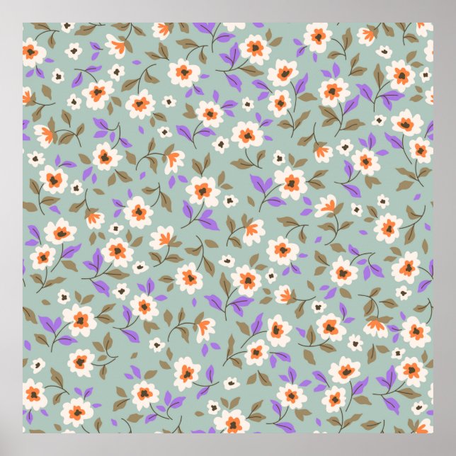 Poster Fundo floral ventiço. Padrão floral com sma (Frente)