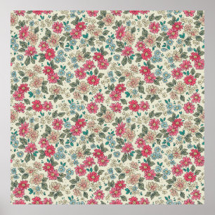 Poster Fundo floral ventiço. Padrão floral com sma