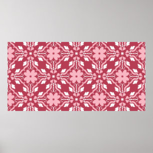 Poster Fundo floral vermelho e bege. Sem falhas colorido