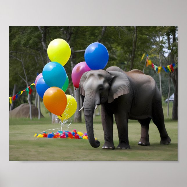Poster Fundo fotográfico de elefante para festa de aniver (Frente)