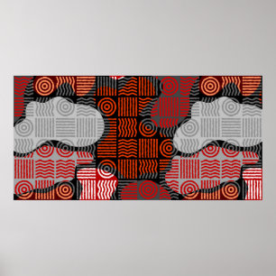 Poster Fundo geométrico tribal castanho em bloco patchwo