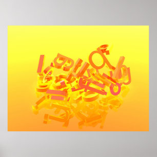 Poster Fundo laranja com letras
