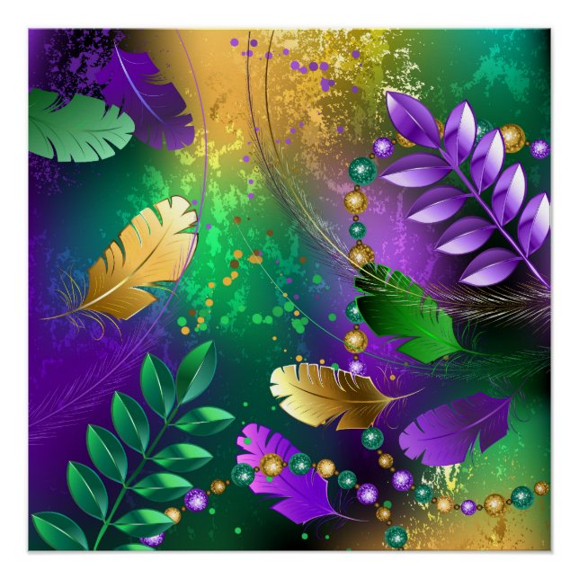 Póster Fundo márdi iridescente com miçangas (Frente)