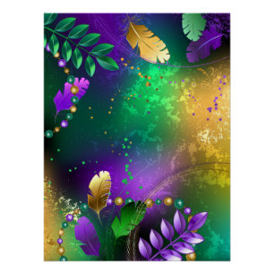 Póster Fundo márdi iridescente com miçangas