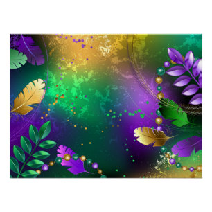 Póster Fundo márdi iridescente com miçangas