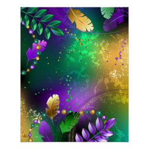 Póster Fundo márdi iridescente com miçangas