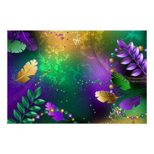Póster Fundo márdi iridescente com miçangas