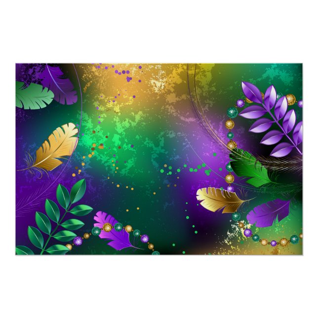 Póster Fundo márdi iridescente com miçangas (Frente)