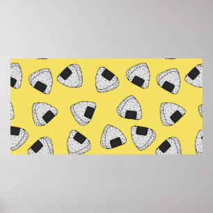 Poster Fundo Onigiri (bola de arroz japonesa). Sem costur