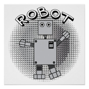 Póster Fundo Padrão de Texto Robô