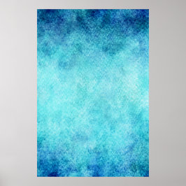 Poster Fundo Personalizado de Cor de Água Azul Brilhante