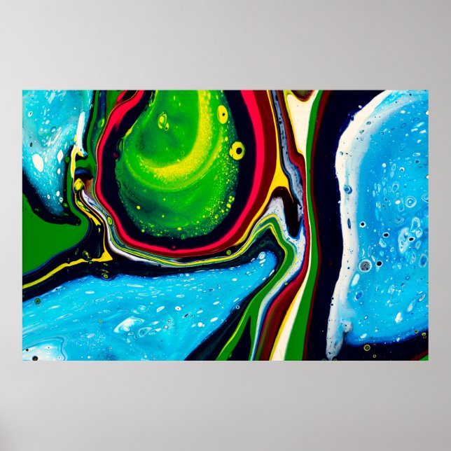 Poster fundo pintado à mão de abstrato, acrílico líquido  (Frente)
