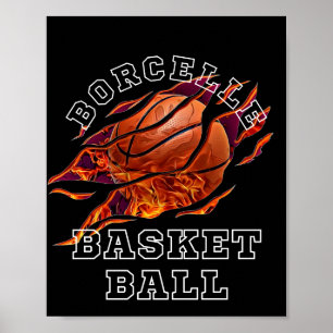 Poster Fundo Preto-negro do Baskerball de Fogo