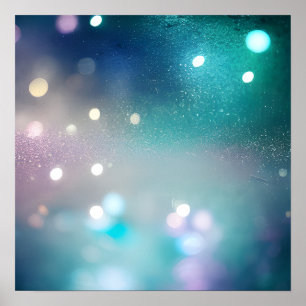 Poster Fundo Teal Bokeh