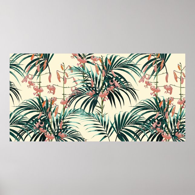 Poster Fundo tropical com plantas da selva. Sem costura (Frente)
