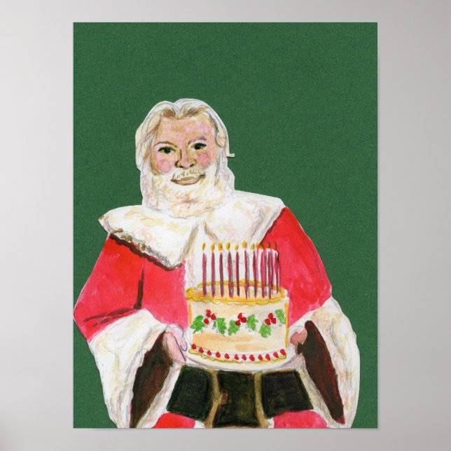 Poster Fundo Verde de Celebração de Papai Noel (Frente)