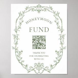 Poster Fundo Vitoriano de Lua Verde do Ornamentado Sage