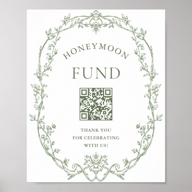 Poster Fundo Vitoriano de Lua Verde do Ornamentado Sage (Frente)