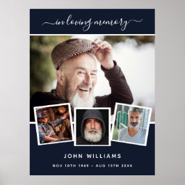 Poster funeral de recepção da Colagem de Fotos Azul Memor