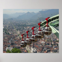 Póster Funicular Sobre Grenoble, França.