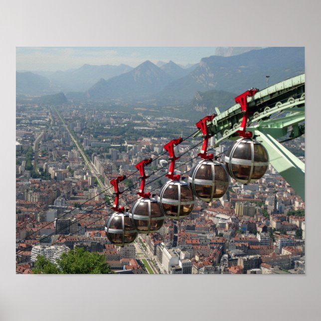 Póster Funicular Sobre Grenoble, França. (Frente)