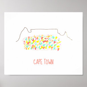Poster Funky Cape Town ZA Mesa Mountain Colorir