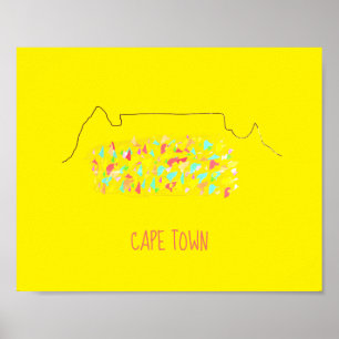 Poster Funky Cape Town ZA Mesa Mountain Colorir