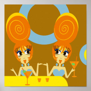 Poster Funky do pop art dos gêmeos