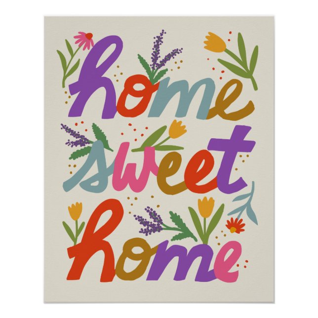 Póster Funky Flowers Home Sweet Home Poster (Frente)